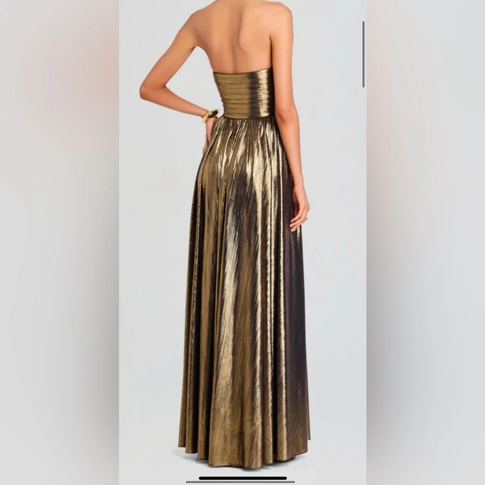 Reformation Metallic Gold Strapless Maxi Gown - Picture 3 of 5